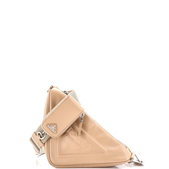 Prada Triangle Logo Zip Crossbody Bag Leather Small