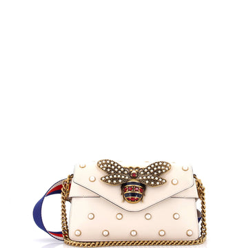 Gucci Broadway Pearly Bee Shoulder Bag Embellished Leather Mini