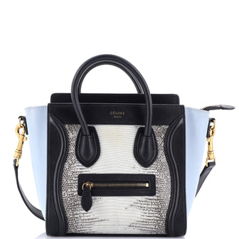 Celine Luggage Bag Lizard and Leather Nano