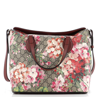 Gucci Signature Fold Over Tote Blooms Print GG Coated Canvas Medium