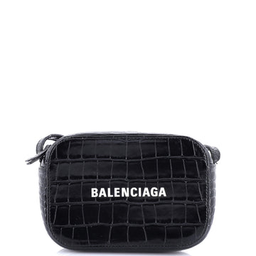 Balenciaga Everyday Top Handle Camera Bag Crocodile Embossed Leather Small