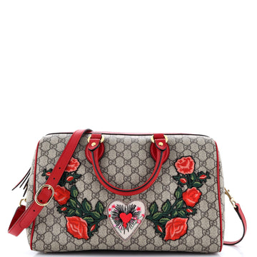 Gucci Convertible Boston Bag Embroidered GG Coated Canvas Medium