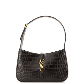 Saint Laurent Le 5 a 7 Hobo Crocodile Embossed Leather Small