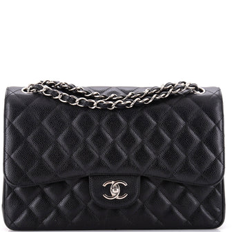 Chanel Classic Double Flap Bag Quilted Caviar Jumbo
