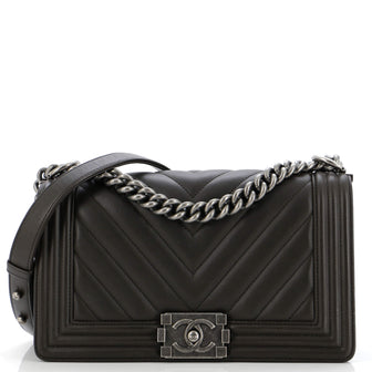 Chanel Boy Flap Bag Chevron Lambskin Old Medium