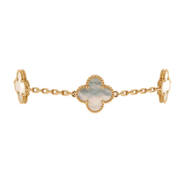 Van Cleef & Arpels Vintage Alhambra 5 Motifs Bracelet 18K Yellow Gold and Mother of Pearl