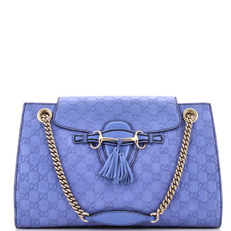 Gucci Emily Chain Flap Shoulder Bag Guccissima Leather Large