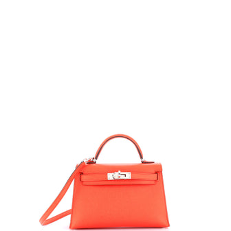 Hermes Kelly Mini II Bag Pink Epsom with Palladium Hardware 20