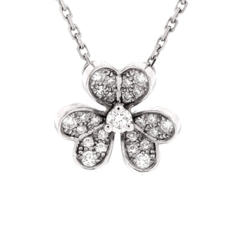 Van Cleef & Arpels Frivole Pendant Necklace 18K White Gold with Pave Diamonds Mini