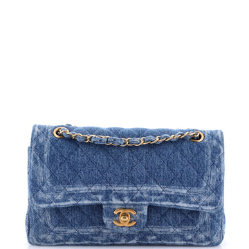 Chanel Classic Double Flap Bag Quilted Printed Denim Medium