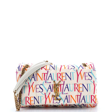 Saint Laurent Jamie Flap Bag Quilted Printed Silk Medium
