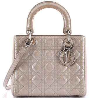 Christian Dior Lady Dior Bag Cannage Quilt Patent Medium