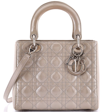 Christian Dior Lady Dior Bag Cannage Quilt Patent Medium