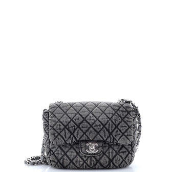 Chanel Denimpression Flap Bag Quilted Distressed Denim Small
