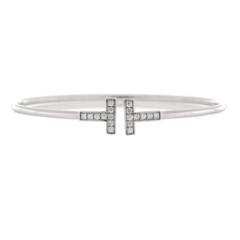 Tiffany & Co. T Wire Bracelet 18K White Gold with Diamonds