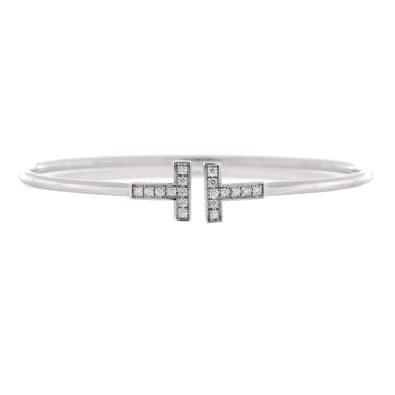 Tiffany & Co. T Wire Bracelet 18K White Gold with Diamonds