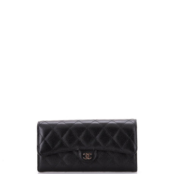 Chanel L-Flap Wallet Quilted Caviar Long