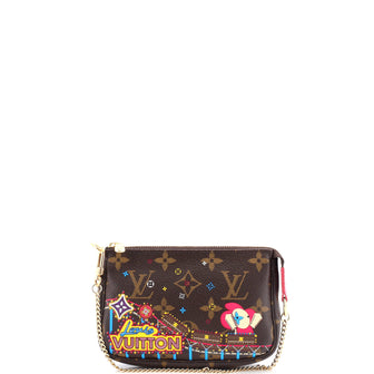 Louis Vuitton Pochette Accessoires Limited Edition Vivienne Xmas Monogram Canvas Mini