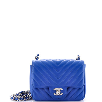 Chanel Square Classic Single Flap Bag Chevron Caviar Mini
