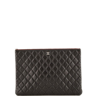 Chanel O Case Clutch Quilted Lambskin Large