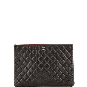 Chanel O Case Clutch Quilted Lambskin Large