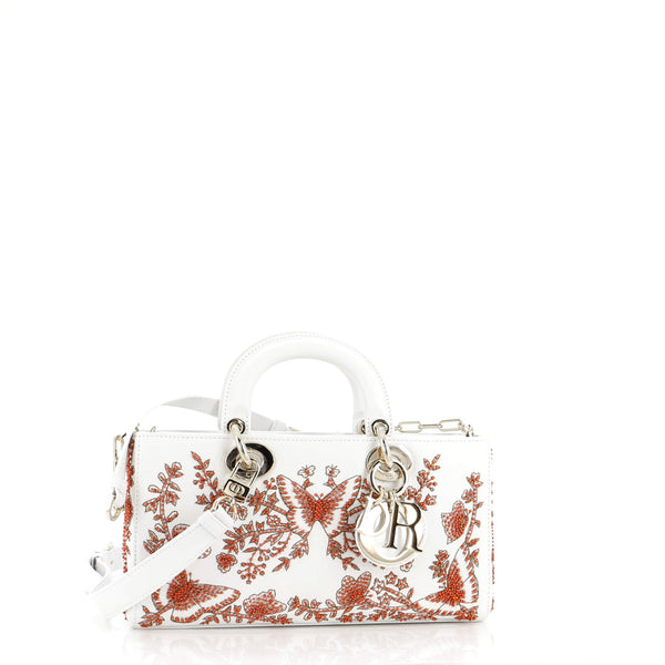 Christian DIOR lady Dior バック　白　バレンタインコラボ Christian Dior Lady D-Joy Bag Beaded Embroidery Medium White 3084012
