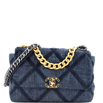 Chanel 19 Flap Bag Quilted Denim Large