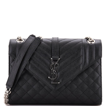 Saint Laurent Classic Monogram Envelope Satchel Mixed Matelasse Leather Medium