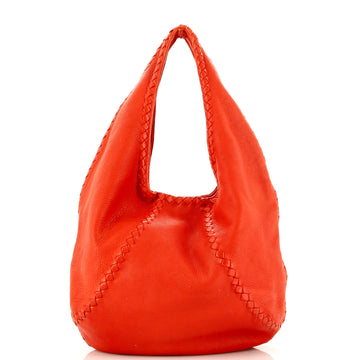 Bottega Veneta Baseball Hobo Leather with Intrecciato Detail Medium