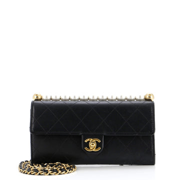 Chanel Chic Pearls Clutch with Chain Quilted Goatskin