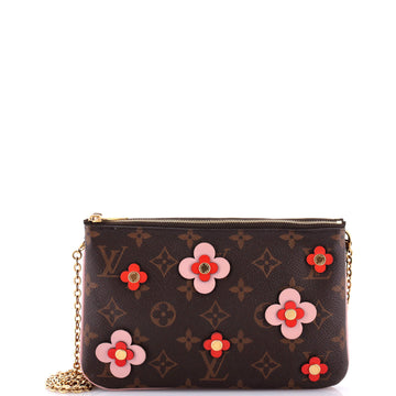 Louis Vuitton Double Zip Pochette Limited Edition Blooming Flowers Monogram Canvas