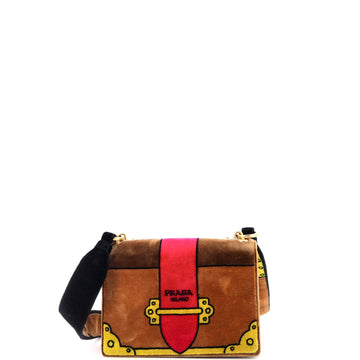 Prada Cahier Crossbody Bag Printed Velvet Small
