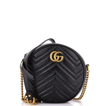 Gucci GG Marmont Round Shoulder Bag Matelasse Leather Mini