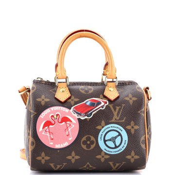 Louis Vuitton Speedy Bandouliere Bag Limited Edition World Tour Monogram Canvas Nano