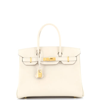 Hermes Birkin Handbag Light Epsom with Gold Hardware 30