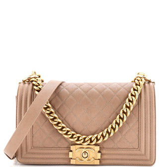 Chanel Boy Flap Bag Quilted Caviar Old Medium