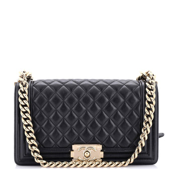 Chanel Boy Flap Bag Quilted Lambskin Old Medium
