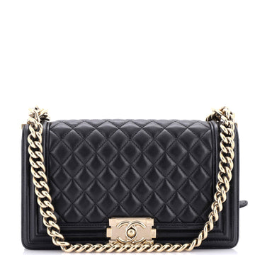 Chanel Boy Flap Bag Quilted Lambskin Old Medium