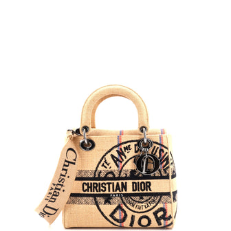 Christian Dior Lady D-Lite Bag Cannage Embroidered Raffia Medium