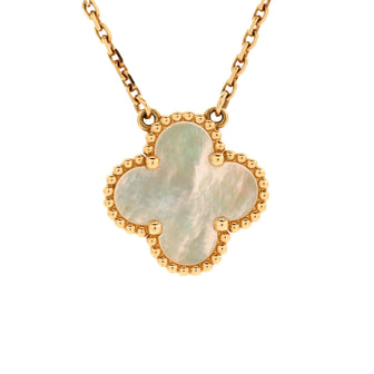 Van Cleef & Arpels Vintage Alhambra Pendant Necklace 18K Yellow Gold and Mother of Pearl