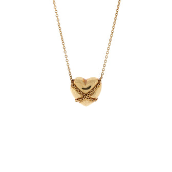 Tiffany & Co. Heart Cross Chain Pendant Necklace 18K Yellow Gold Small