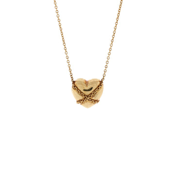 Tiffany & Co. Heart Cross Chain Pendant Necklace 18K Yellow Gold Small