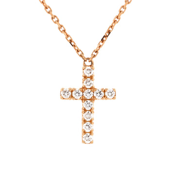 Cartier Cross Pendant Necklace 18K Rose Gold with Diamonds