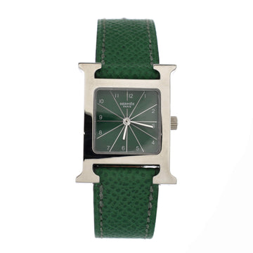 Hermes Heure H Quartz Watch Stainless Steel and Leather 21