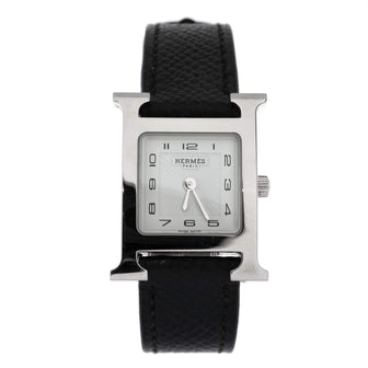 Hermes Heure H Quartz Watch Plated Metal and Leather 21