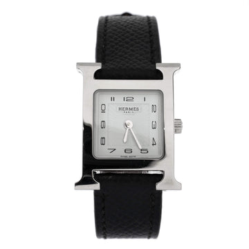 Hermes Heure H Quartz Watch Plated Metal and Leather 21