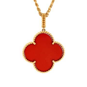 Van Cleef & Arpels Magic Alhambra Pendant Long Necklace 18K Yellow Gold and Carnelian