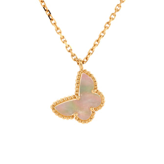 Van Cleef & Arpels Sweet Alhambra Butterfly Pendant Necklace 18K Yellow Gold and Mother of Pearl