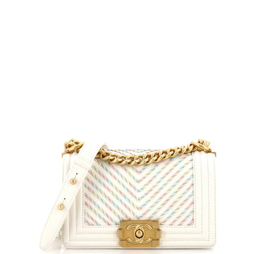 Chanel By The Sea Boy Flap Bag Chevron Embroidered Calfskin Small