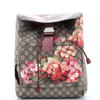 Gucci Buckle Backpack Blooms Print GG Coated Canvas Medium